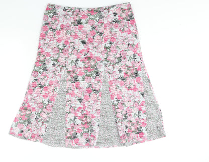 Cotton Traders Womens Multicoloured Floral Polyester A-Line Skirt Size 16