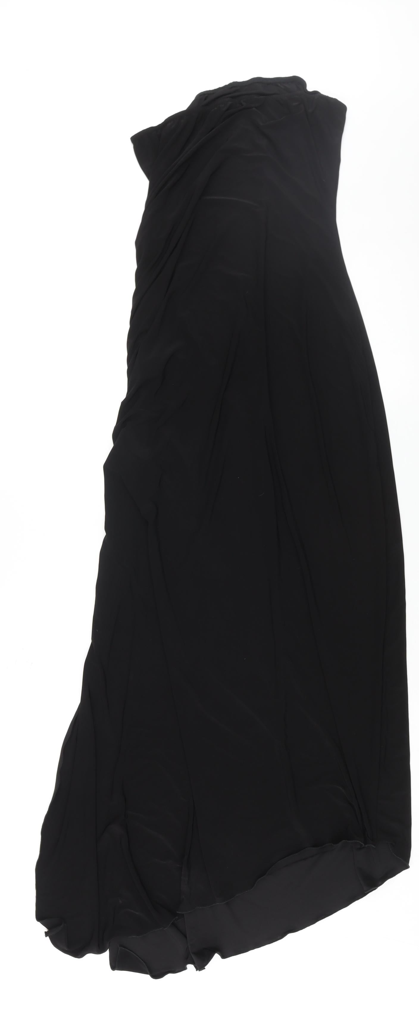 PRETTYLITTLETHING Womens Black Polyester Slip Dress Size 12 Square Neck Pullover - Drawstring Detail