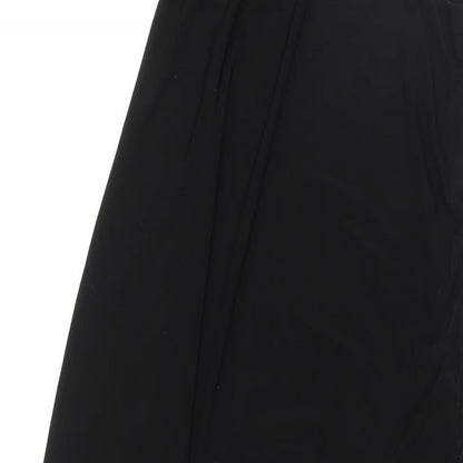 PRETTYLITTLETHING Womens Black Polyester Slip Dress Size 12 Square Neck Pullover - Drawstring Detail