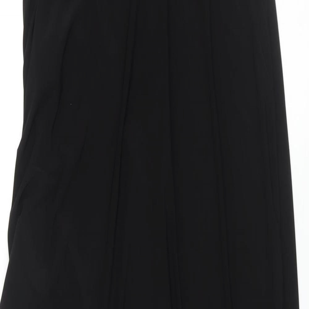 PRETTYLITTLETHING Womens Black Polyester Slip Dress Size 12 Square Neck Pullover - Drawstring Detail