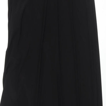 PRETTYLITTLETHING Womens Black Polyester Slip Dress Size 12 Square Neck Pullover - Drawstring Detail