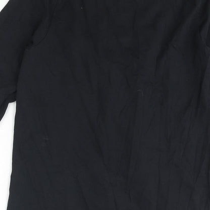 Almatrichi Womens Black Polyester Shift Size M Round Neck Button - Frill Floral Broach