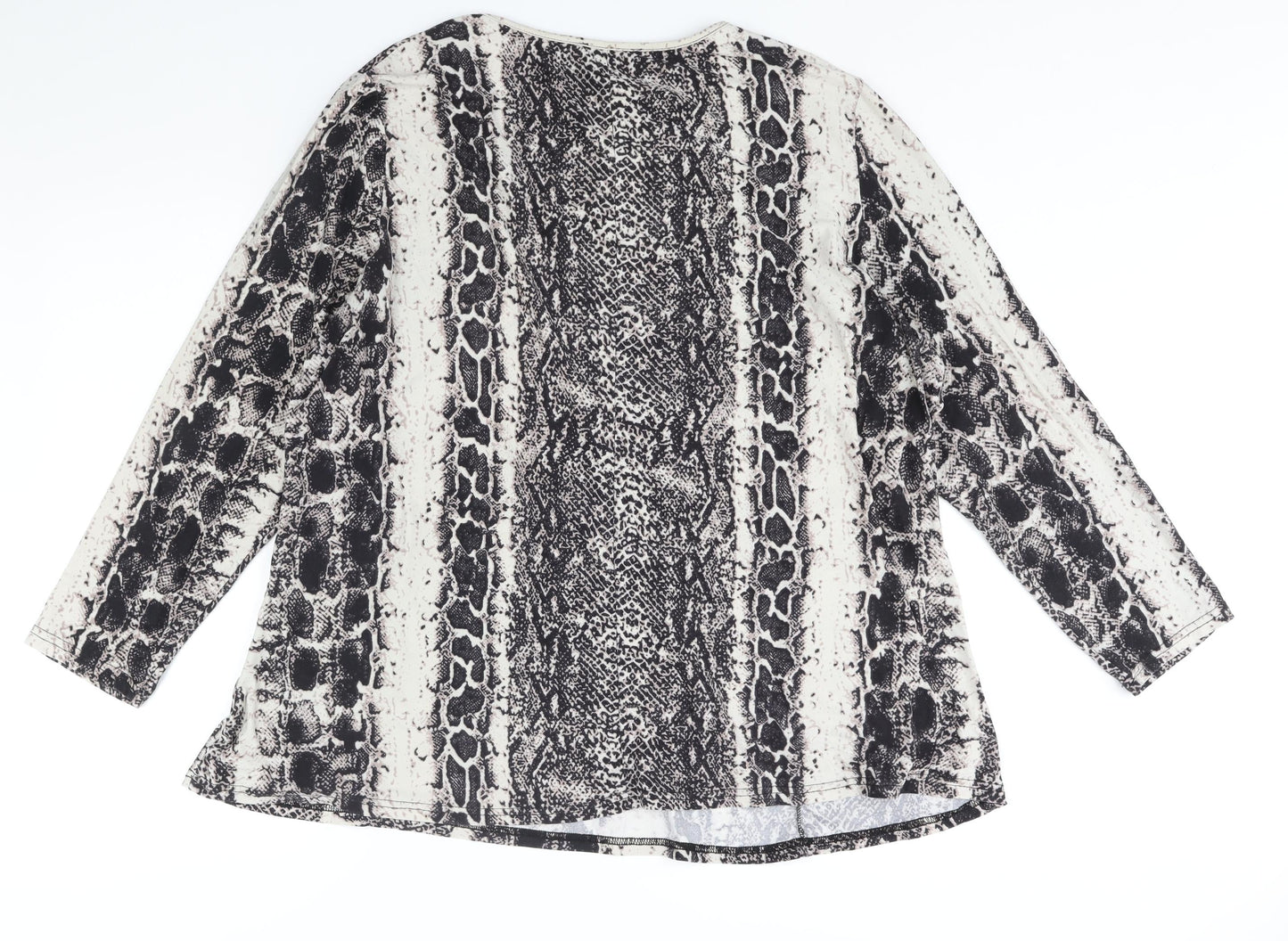 Emilia Womens Grey Animal Print Polyester Basic Blouse Size XL Round Neck - Snake Print