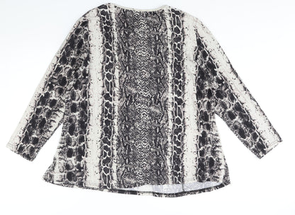 Emilia Womens Grey Animal Print Polyester Basic Blouse Size XL Round Neck - Snake Print