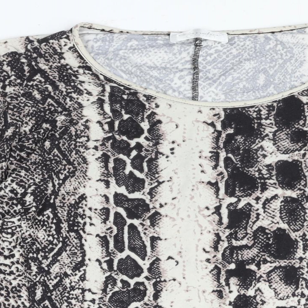 Emilia Womens Grey Animal Print Polyester Basic Blouse Size XL Round Neck - Snake Print