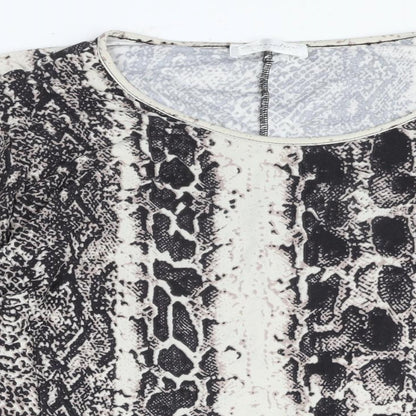 Emilia Womens Grey Animal Print Polyester Basic Blouse Size XL Round Neck - Snake Print