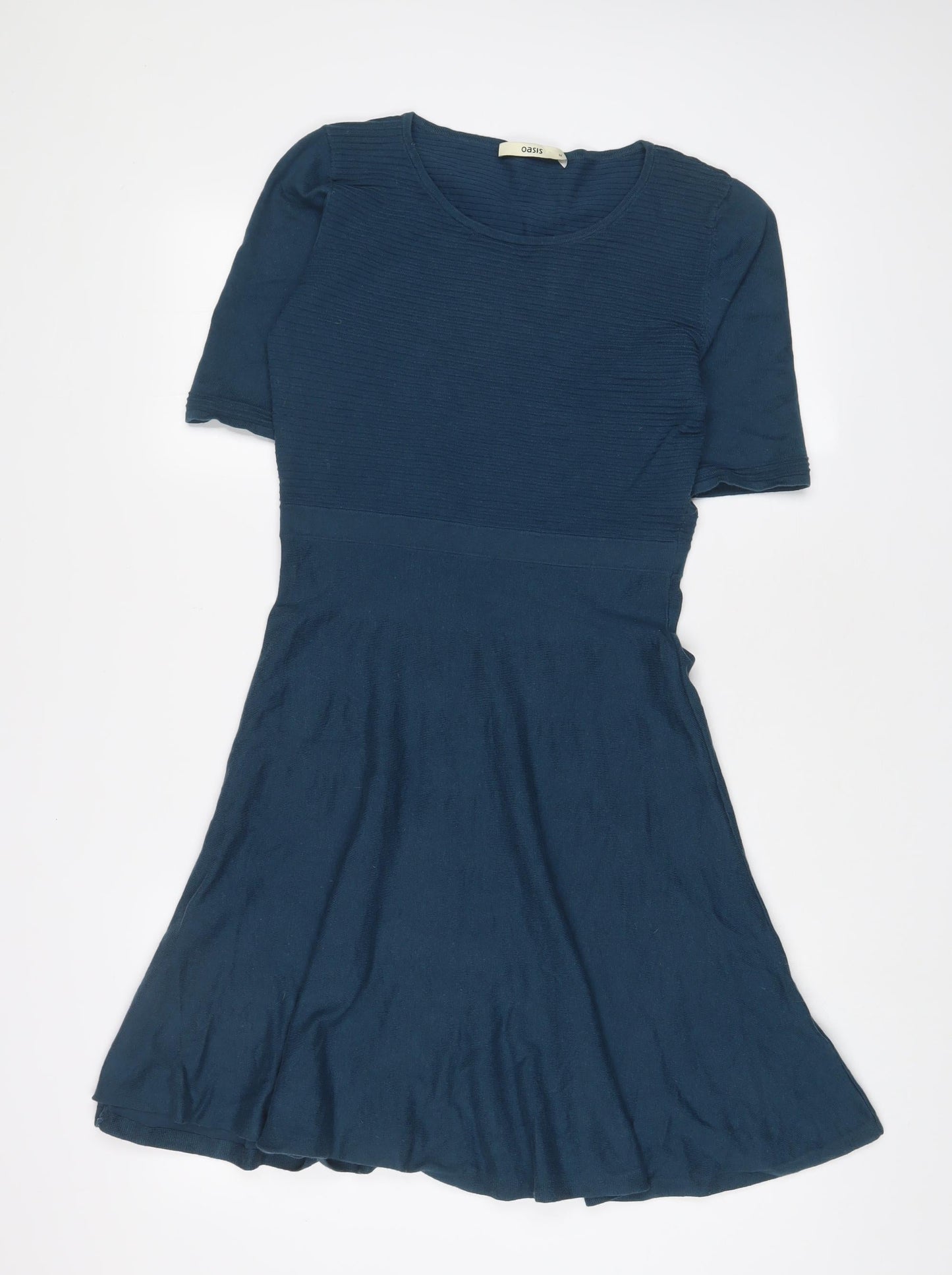 Oasis Womens Blue Cotton A-Line Size M Crew Neck Pullover