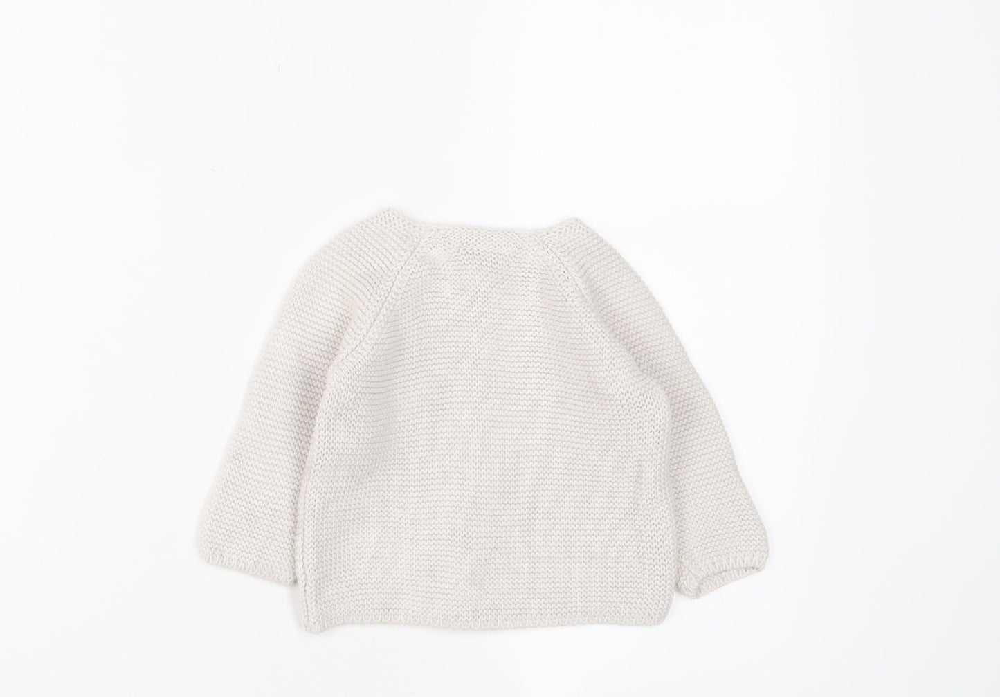 Toffee Moon Girls White Cotton Cardigan Jumper Size 6-9 Months Button - 6-12 Months