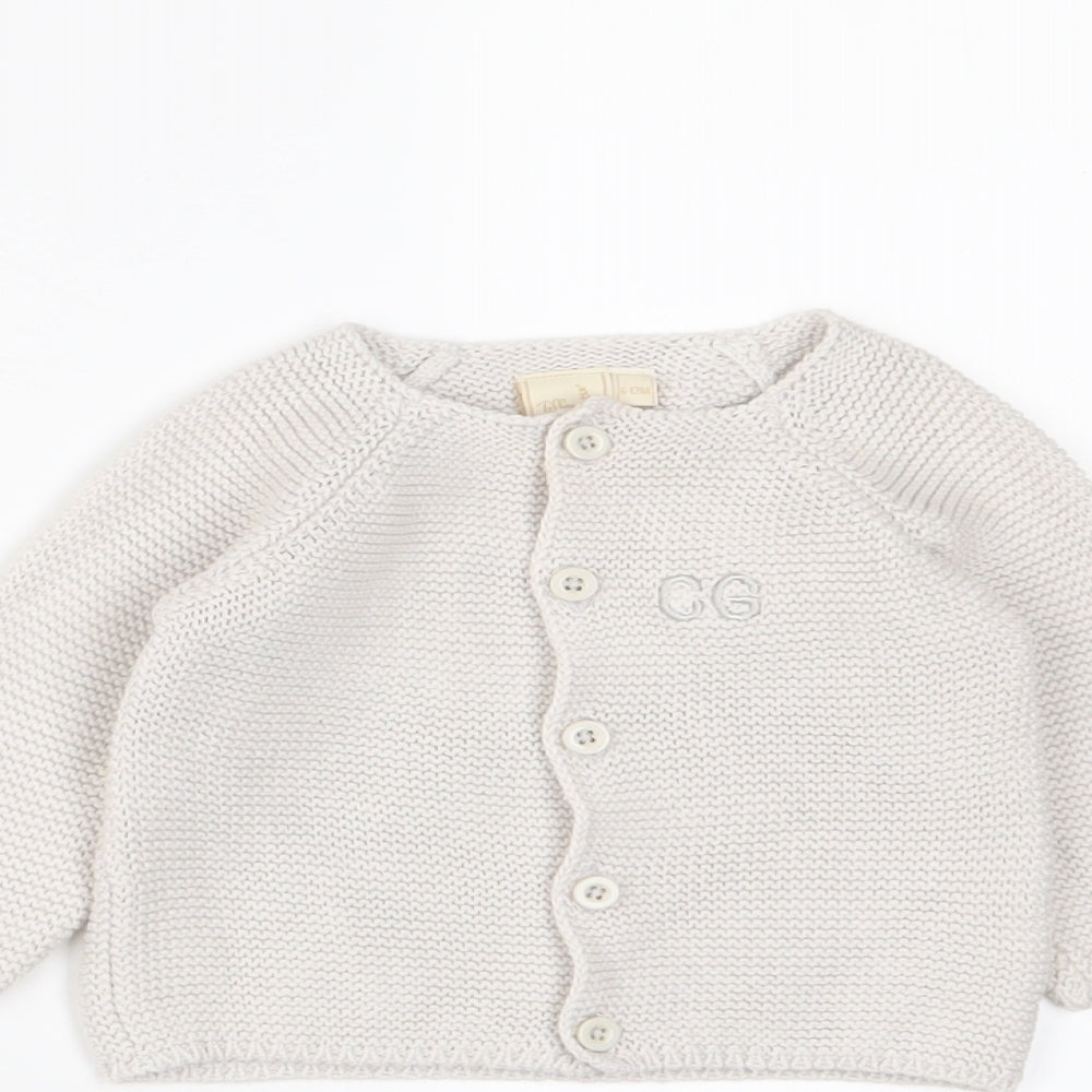 Toffee Moon Girls White Cotton Cardigan Jumper Size 6-9 Months Button - 6-12 Months