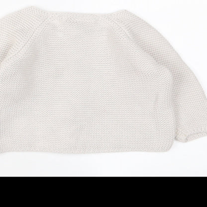Toffee Moon Girls White Cotton Cardigan Jumper Size 6-9 Months Button - 6-12 Months