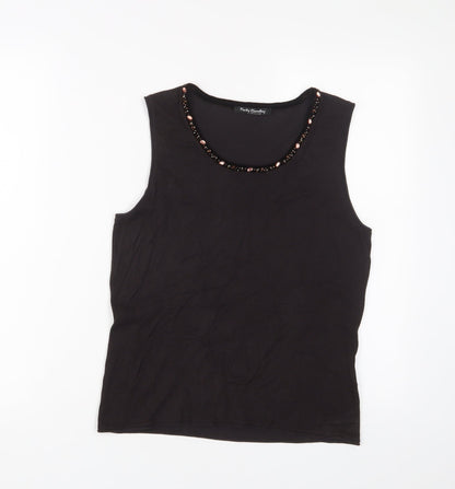 Betty Barclay Womens Brown Viscose Basic Tank Size 12 Scoop Neck - Beaded