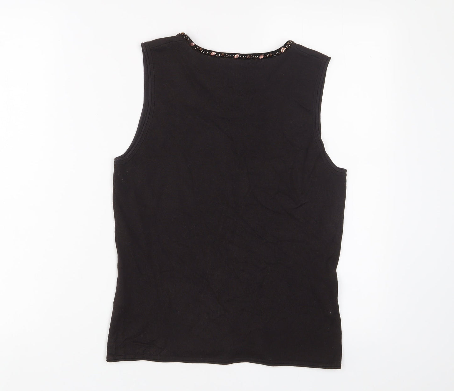 Betty Barclay Womens Brown Viscose Basic Tank Size 12 Scoop Neck - Beaded