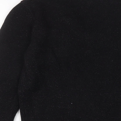 Blues Club Womens Black V-Neck Acrylic Pullover Jumper Size L