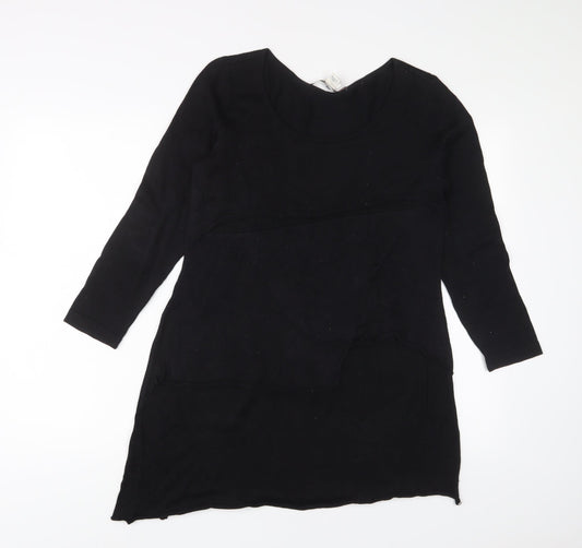 Peruvian Connection Womens Black Cotton Jumper Dress Size M Scoop Neck Pullover