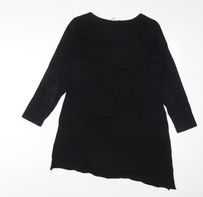 Peruvian Connection Womens Black Cotton Jumper Dress Size M Scoop Neck Pullover