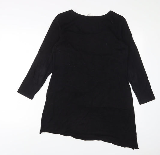 Peruvian Connection Womens Black Cotton Jumper Dress Size M Scoop Neck Pullover