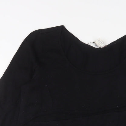 Peruvian Connection Womens Black Cotton Jumper Dress Size M Scoop Neck Pullover