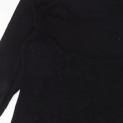 Peruvian Connection Womens Black Cotton Jumper Dress Size M Scoop Neck Pullover