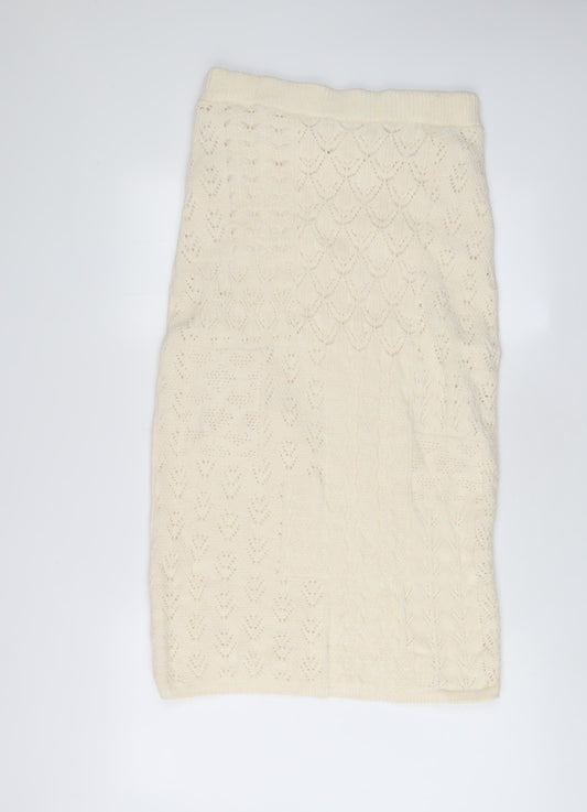 Marks and Spencer Womens Beige Acrylic A-Line Skirt Size M