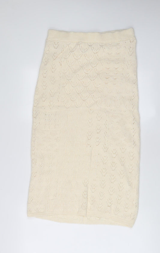 Marks and Spencer Womens Beige Acrylic A-Line Skirt Size M