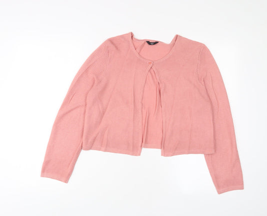 M&Co Womens Pink Crew Neck Viscose Cardigan Jumper Size 14