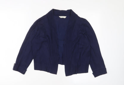 BHS Womens Blue V-Neck Viscose Cardigan Jumper Size 12 - Open