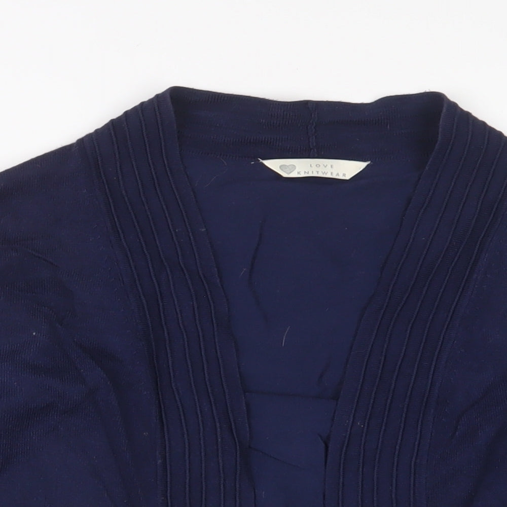 BHS Womens Blue V-Neck Viscose Cardigan Jumper Size 12 - Open