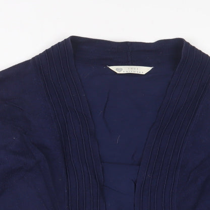 BHS Womens Blue V-Neck Viscose Cardigan Jumper Size 12 - Open