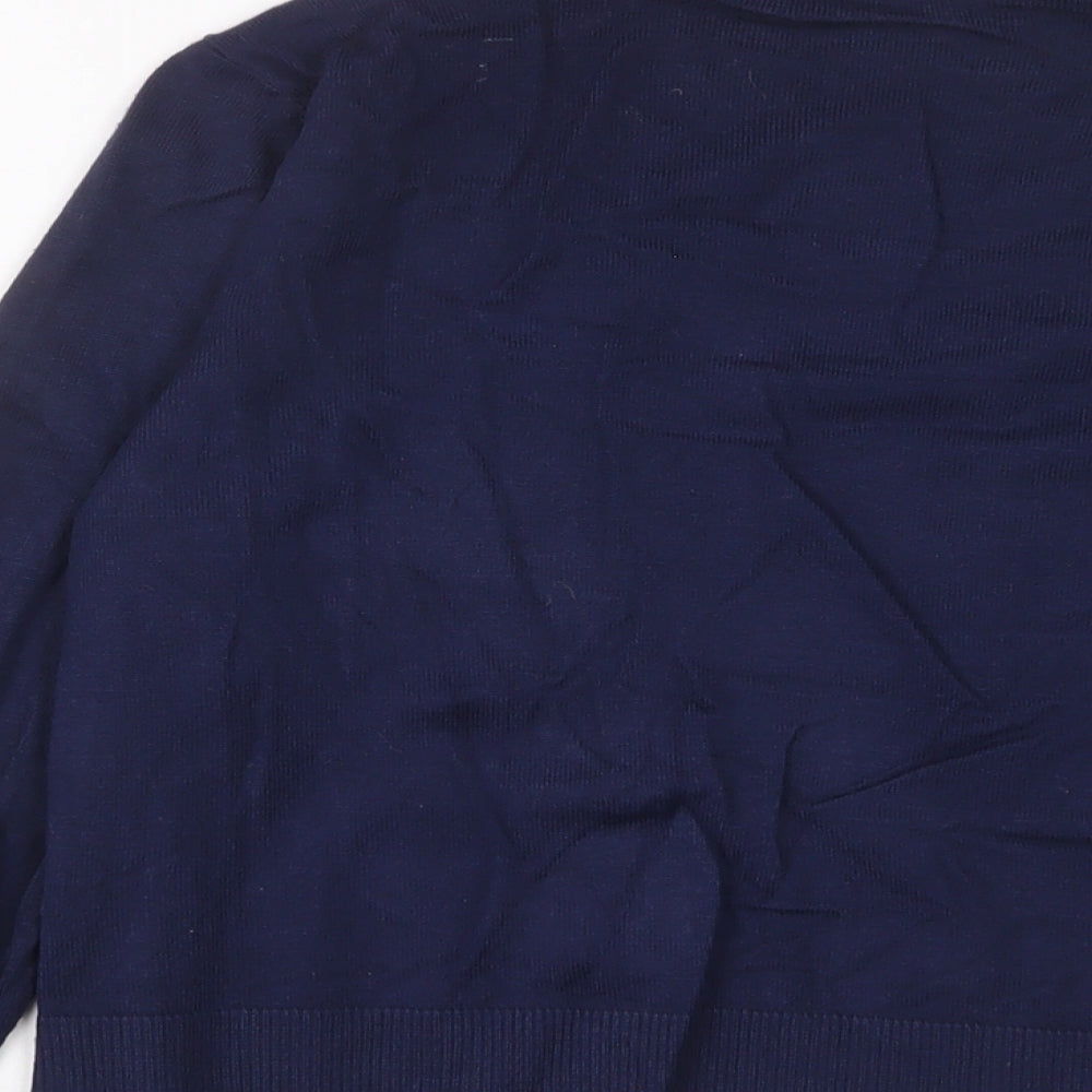 BHS Womens Blue V-Neck Viscose Cardigan Jumper Size 12 - Open