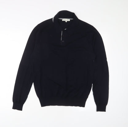 Nigel Hall Mens Blue Wool Polo Size M Collared Button