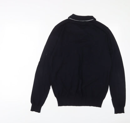 Nigel Hall Mens Blue Wool Polo Size M Collared Button