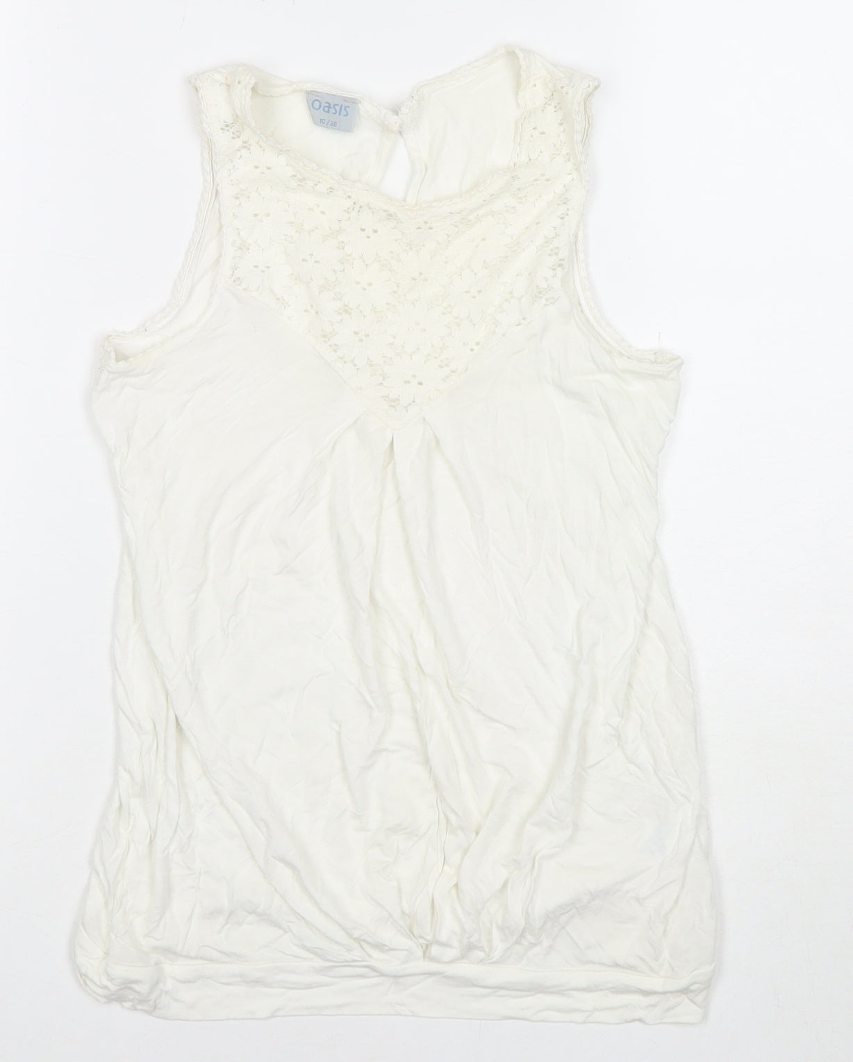 Womens UK Size 10 Oasis White Basic Tank