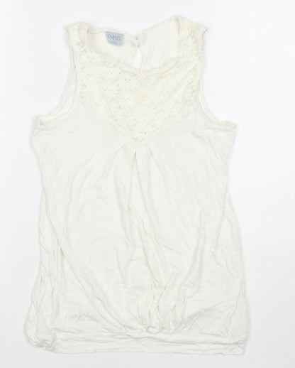 Womens UK Size 10 Oasis White Basic Tank