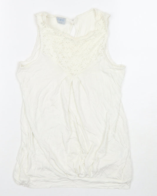 Womens UK Size 10 Oasis White Basic Tank