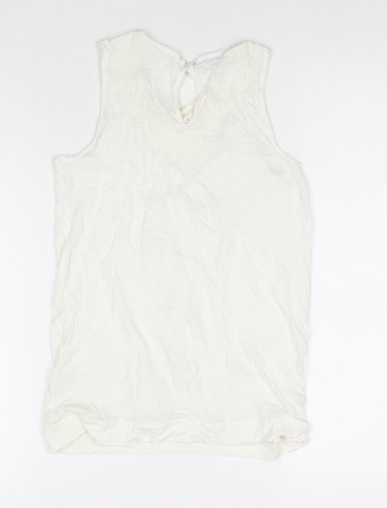 Womens UK Size 10 Oasis White Basic Tank