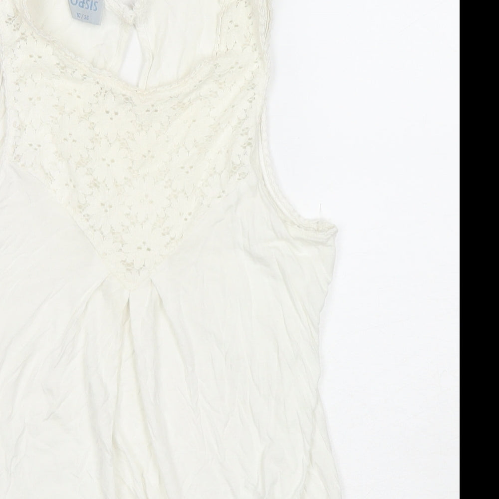 Womens UK Size 10 Oasis White Basic Tank
