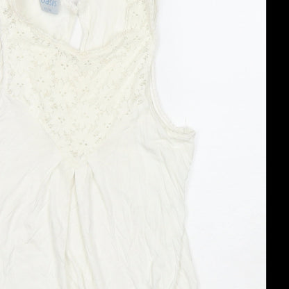 Womens UK Size 10 Oasis White Basic Tank