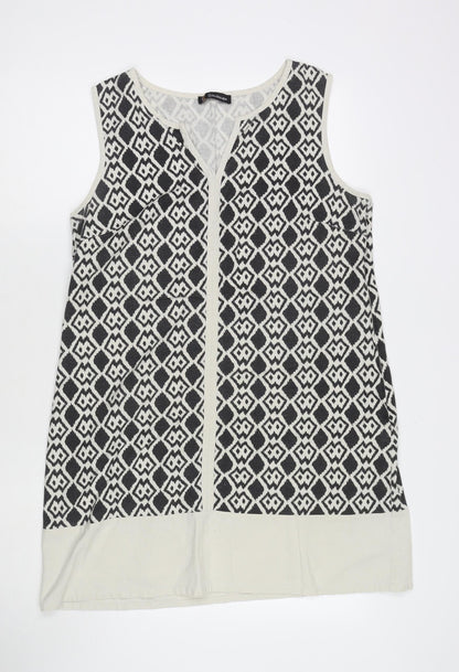 Kaleidoscope Womens Multicoloured Geometric Cotton Tunic Tank Size 14 V-Neck