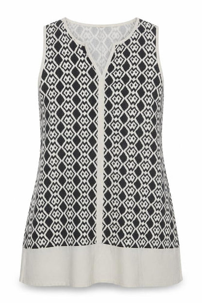 Kaleidoscope Womens Multicoloured Geometric Cotton Tunic Tank Size 14 V-Neck