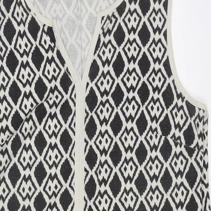 Kaleidoscope Womens Multicoloured Geometric Cotton Tunic Tank Size 14 V-Neck