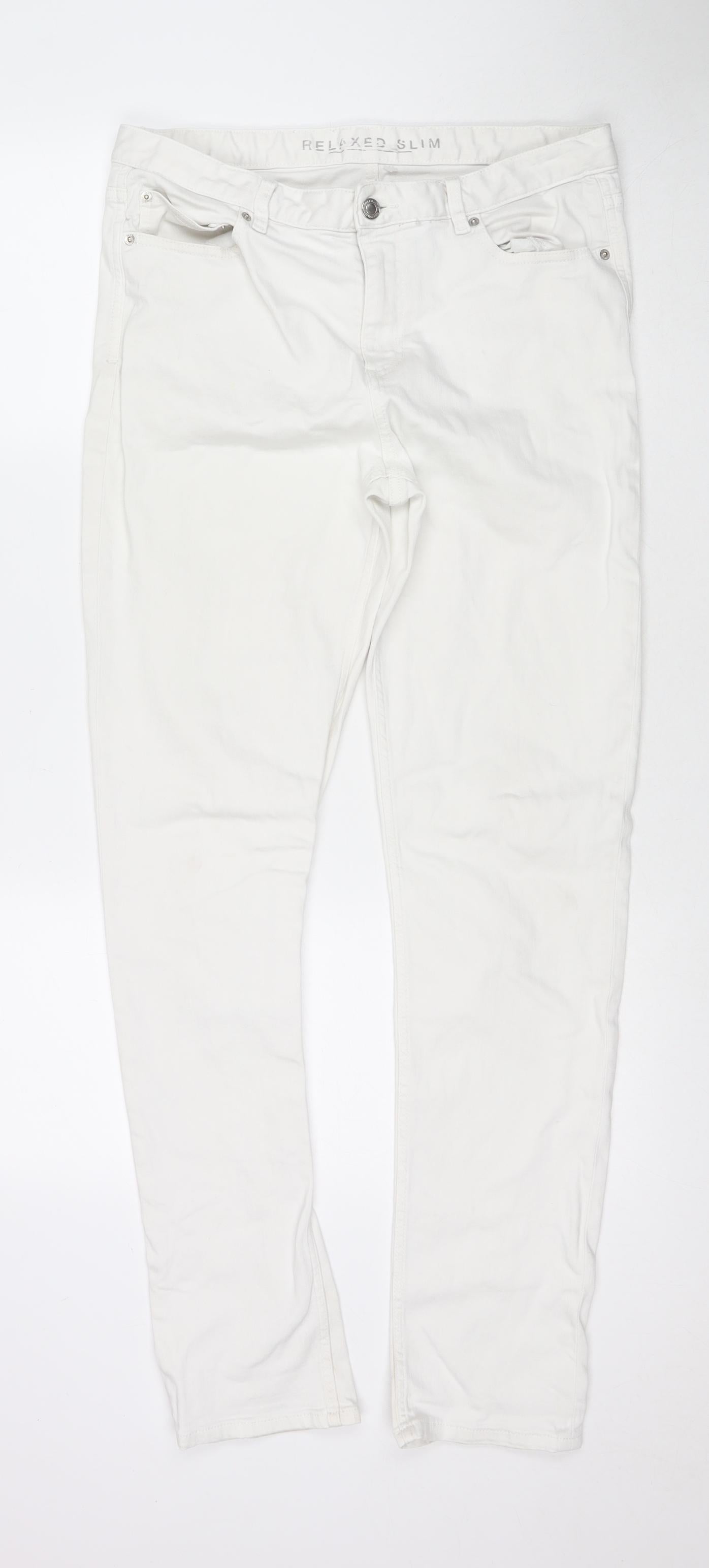Womens UK Size 12 Marks and Spencer Regular Fit Skinny White Jeans