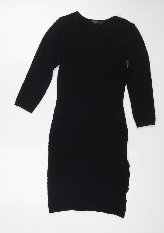 Dorothy Perkins Womens Black Cotton Jumper Dress Size 6 Round Neck Pullover