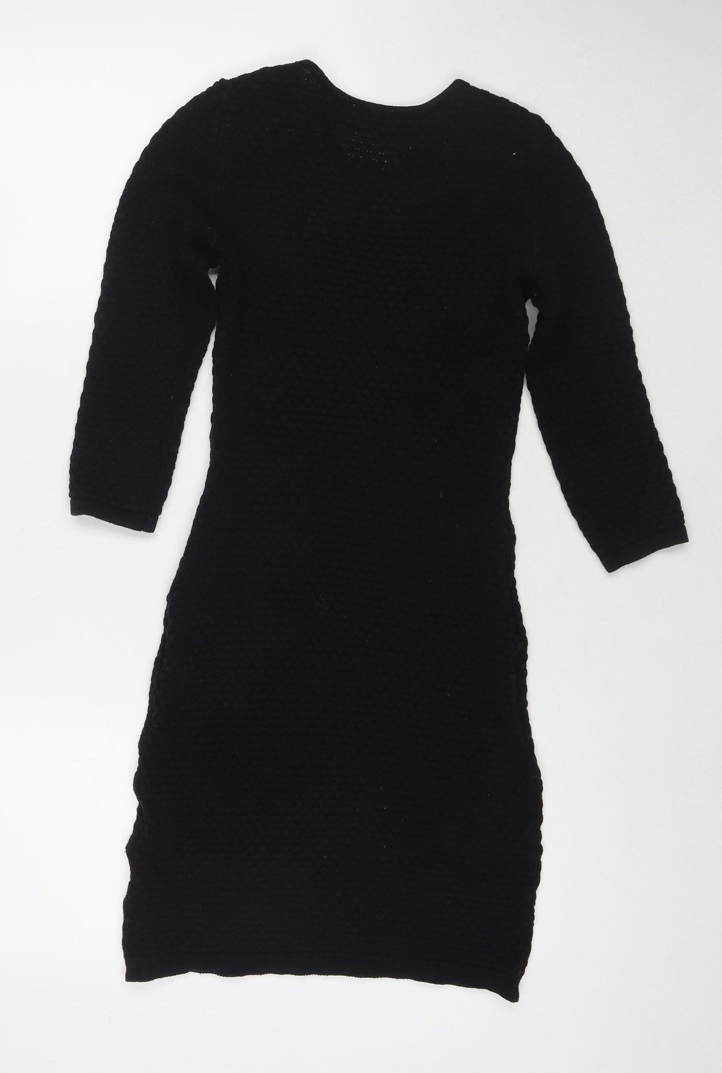 Dorothy Perkins Womens Black Cotton Jumper Dress Size 6 Round Neck Pullover