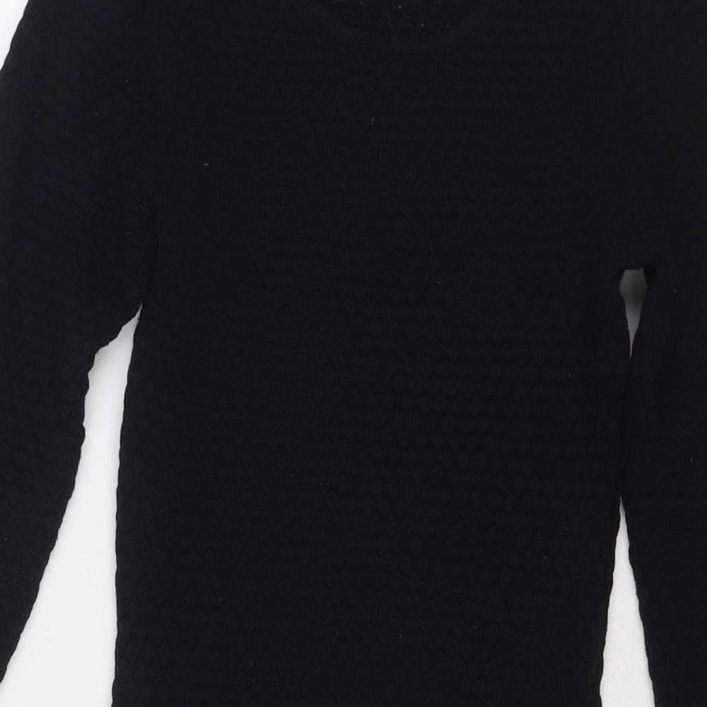 Dorothy Perkins Womens Black Cotton Jumper Dress Size 6 Round Neck Pullover