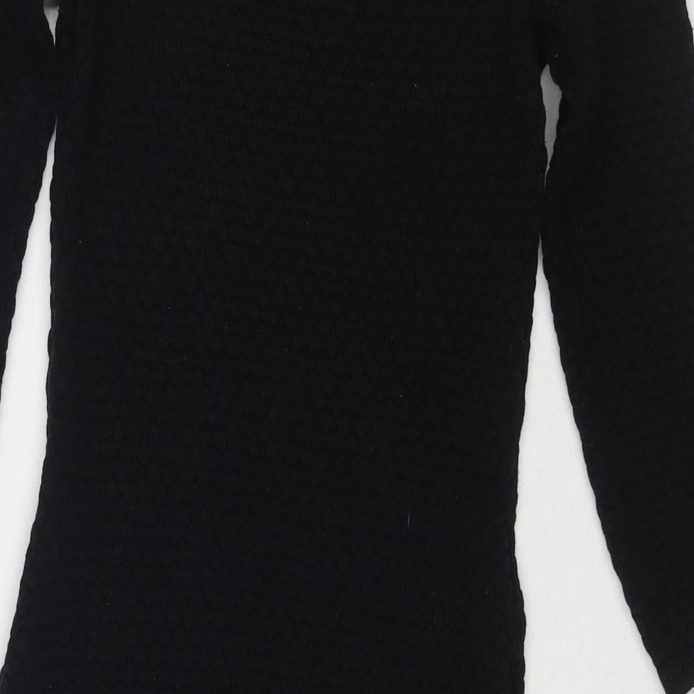 Dorothy Perkins Womens Black Cotton Jumper Dress Size 6 Round Neck Pullover
