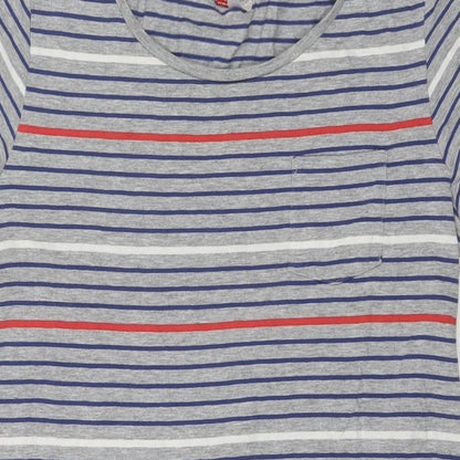 Divided by H&M Womens Grey Striped Cotton T-Shirt Dress Size 14 Round Neck Pullover