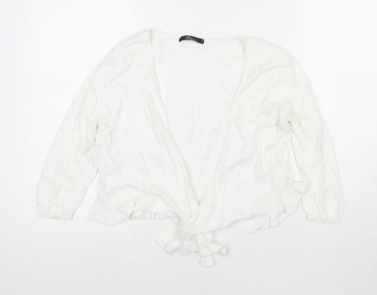 Bonmarché Womens White V-Neck Viscose Cape Jumper Size S