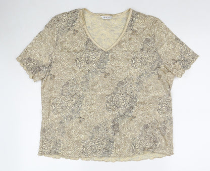 Berkertex Womens Beige Nylon Basic Blouse Size 20 V-Neck