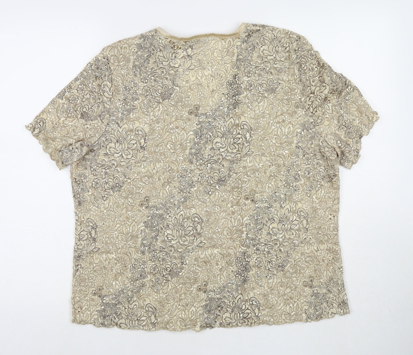 Berkertex Womens Beige Nylon Basic Blouse Size 20 V-Neck