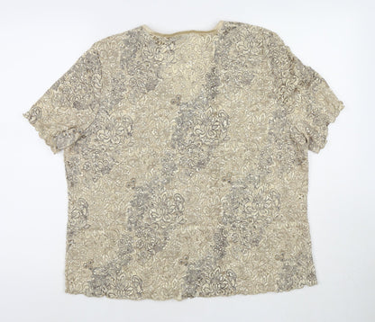 Berkertex Womens Beige Nylon Basic Blouse Size 20 V-Neck